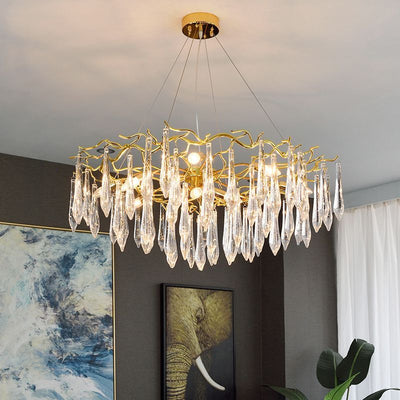 Modern Crystal Tassel Pendant Ring Ice Crystal Chandelier