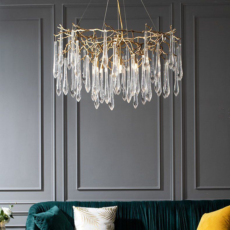 Modern Crystal Tassel Pendant Ring Ice Crystal Chandelier
