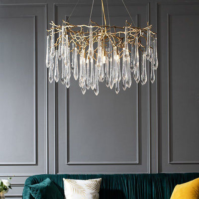 Modern Crystal Tassel Pendant Ring Ice Crystal Chandelier