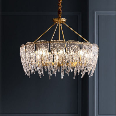 Postmodern luxury and full copper raindrop chandelier