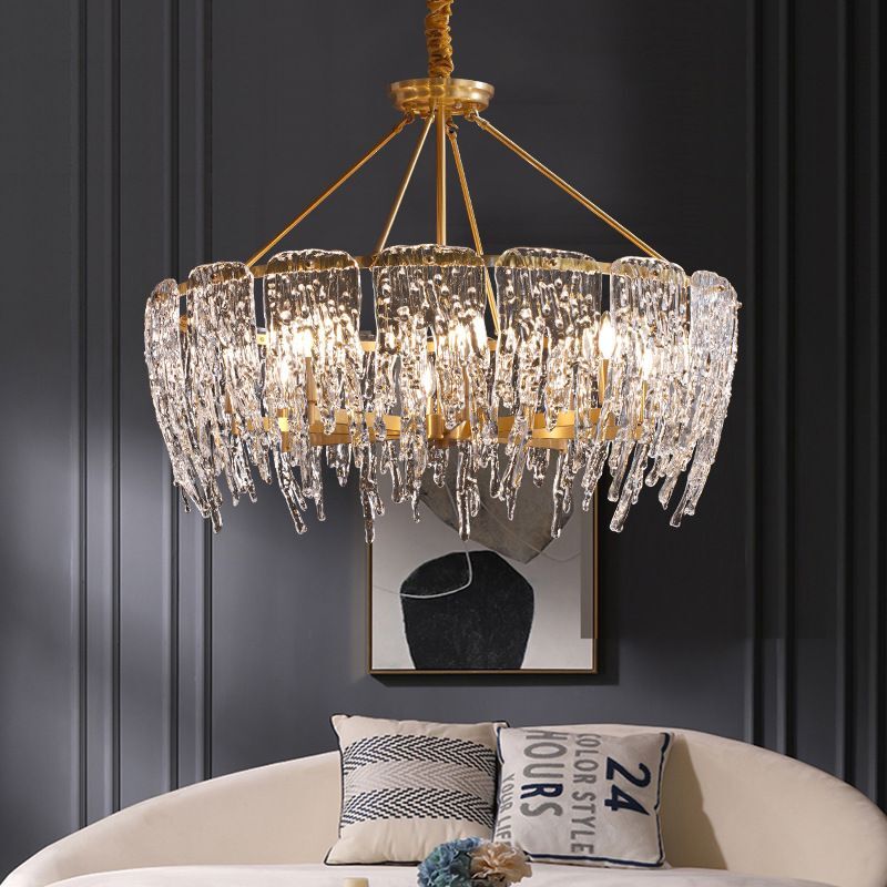 Postmodern luxury and full copper raindrop chandelier