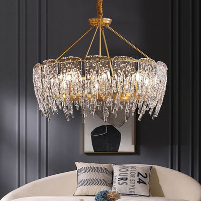 Postmodern luxury and full copper raindrop chandelier