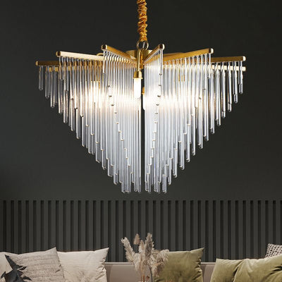 Modern linear brass chandelier