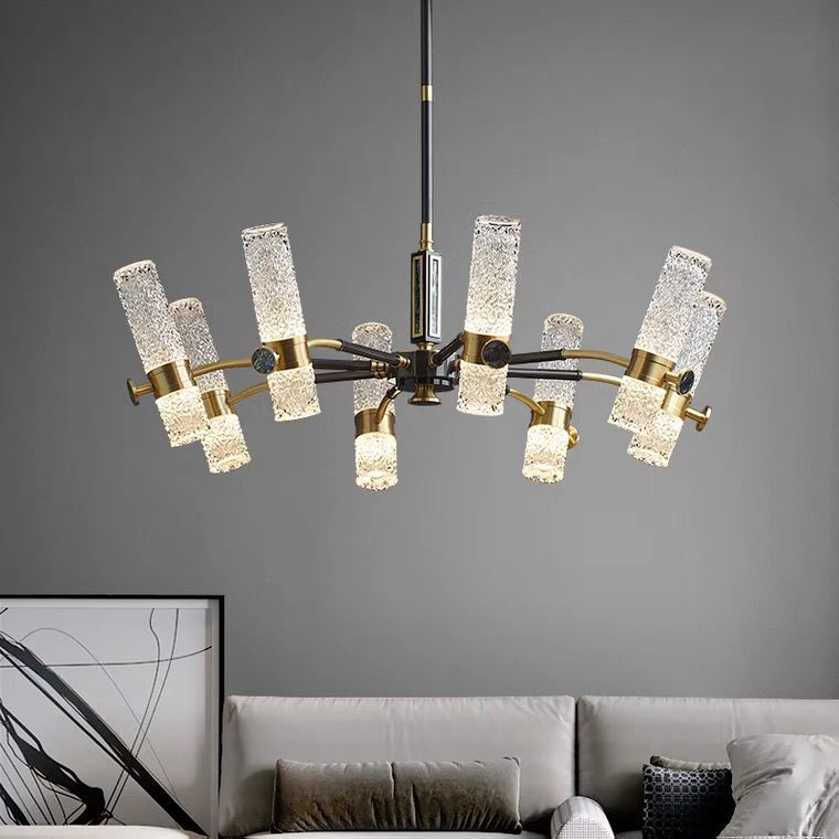 Fashion Modern black round full copper chandelier