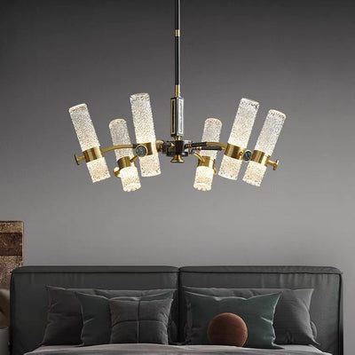 Fashion Modern black round full copper chandelier