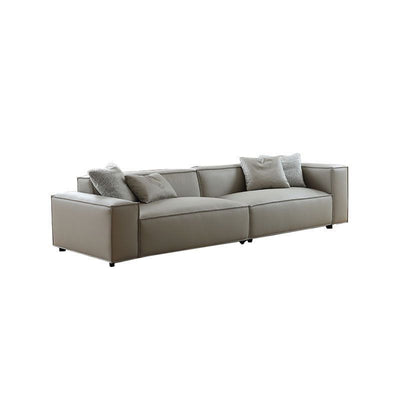 Cream Leather Sofa Simple Style Straight Row Sleeper Sofa