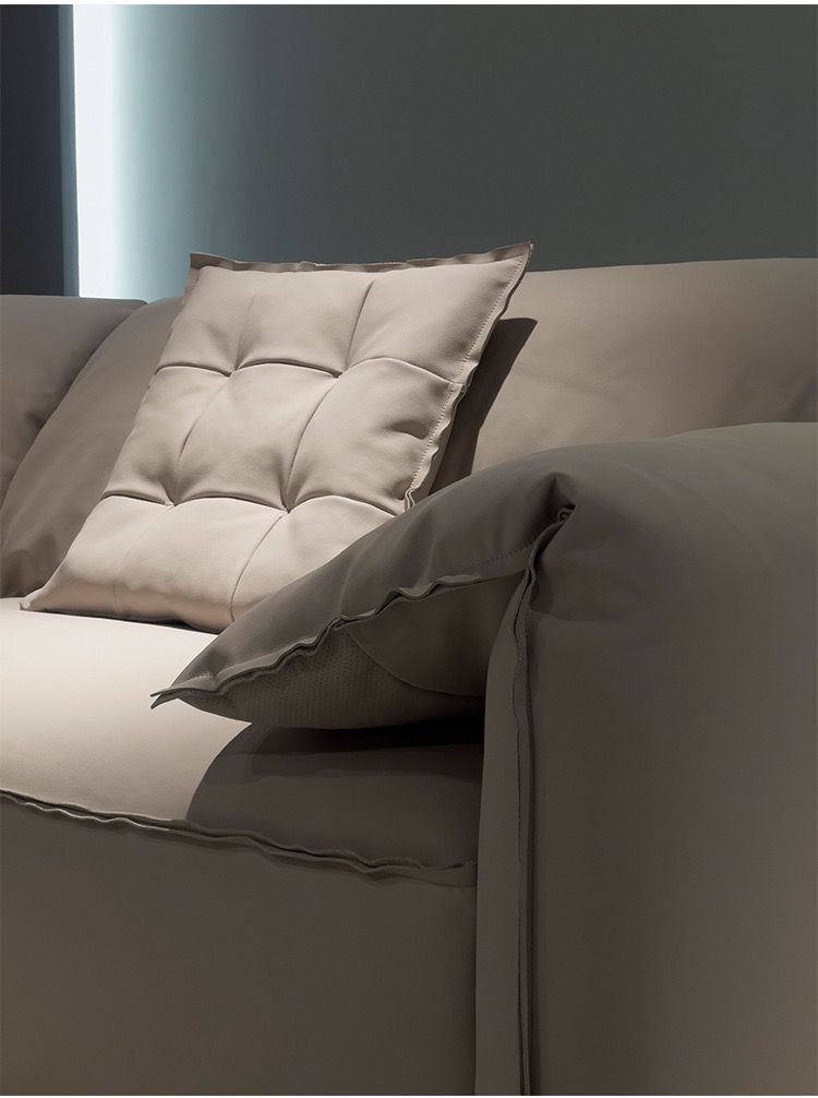 Italian Light Luxury Minimalist Full Leather Sofa Head Layer Frosted Leather