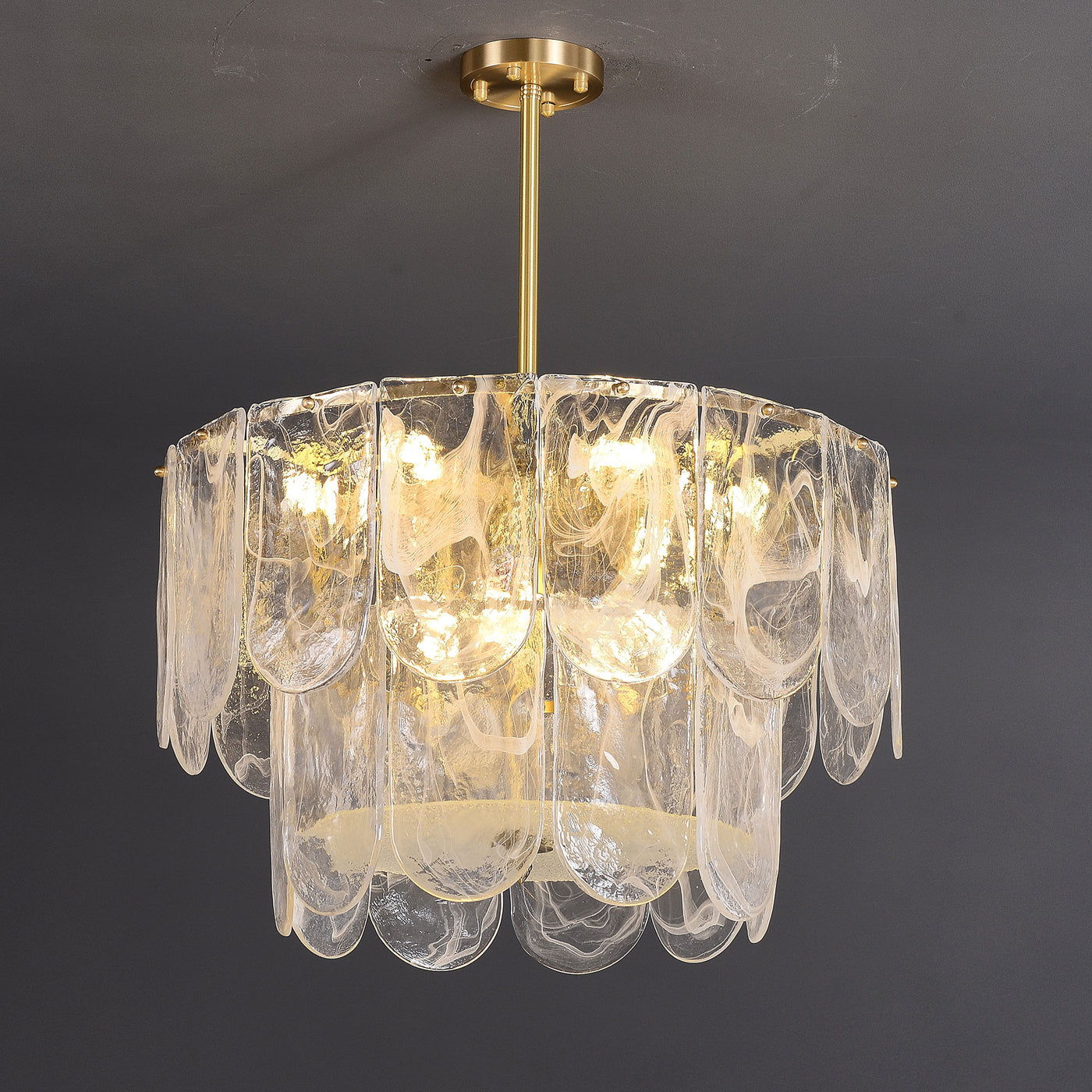 Transparent Glass Two-tier Chandelier