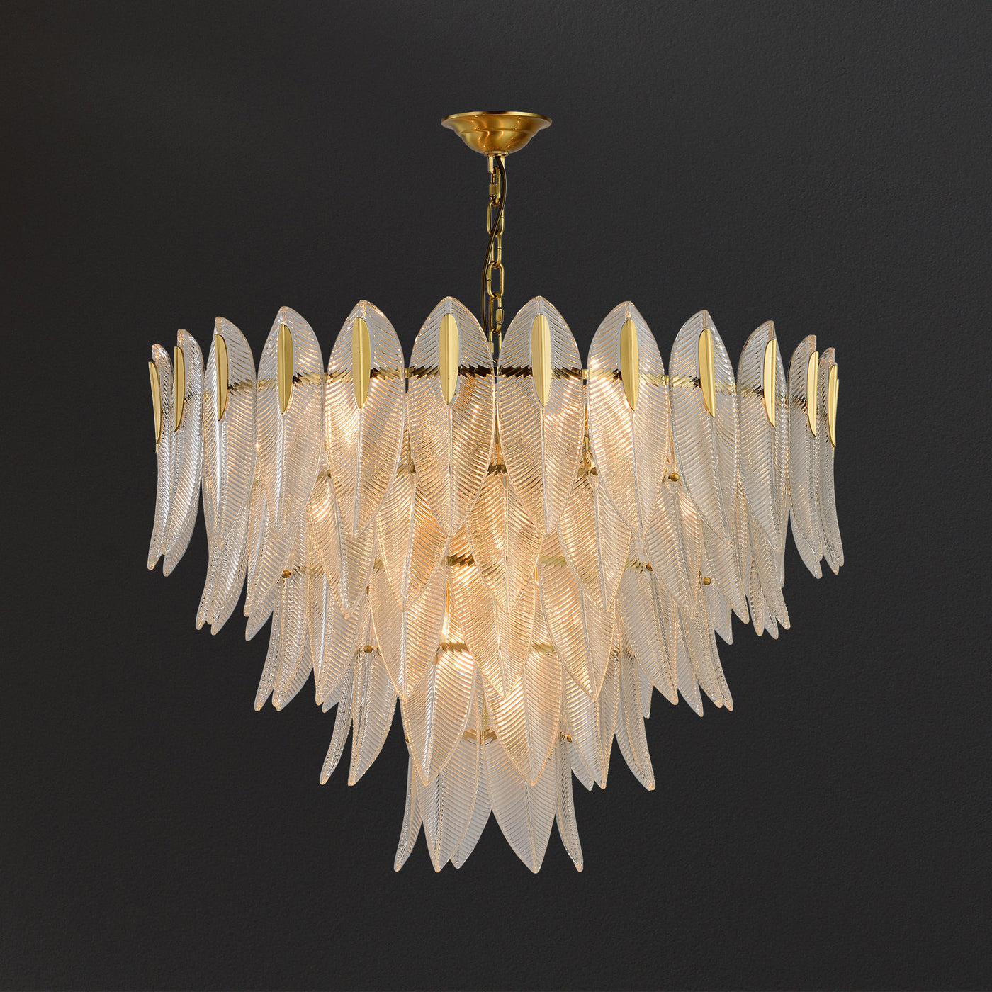 Transparent Leaves Glass Five-tier Chandelier