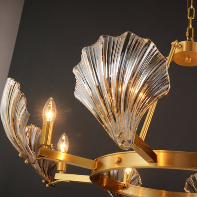 8 Lights Shell Mordern style Round crystal Glass Chandelier