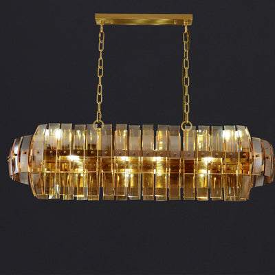 Rectangle Amber glass chandelier