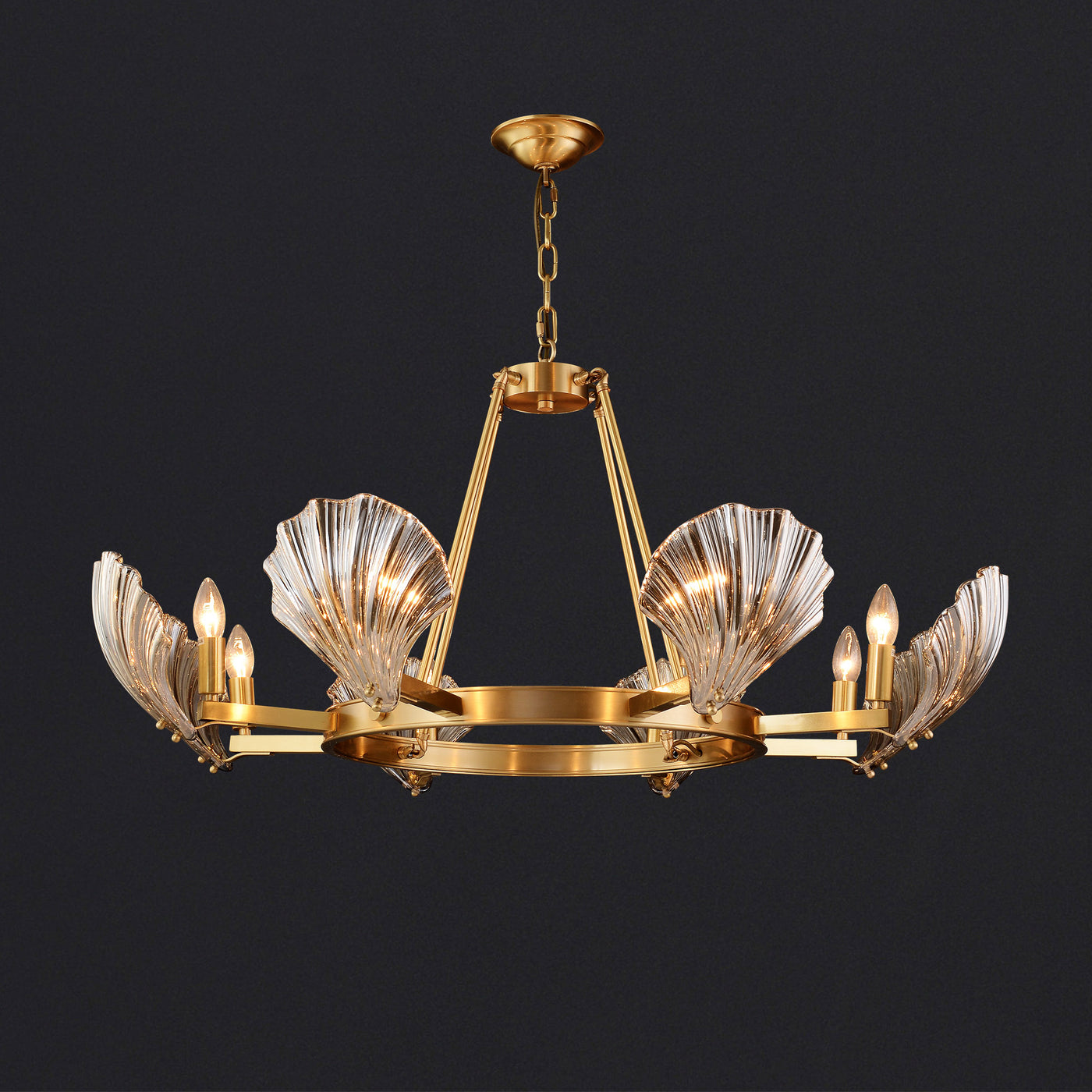 8 Lights Shell Mordern style Round crystal Glass Chandelier