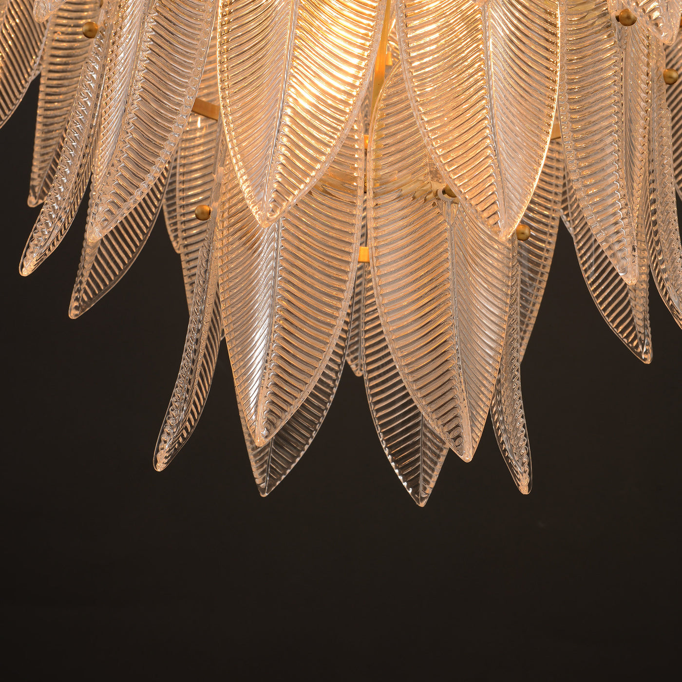 Transparent Leaves Glass Four-tier Chandelier