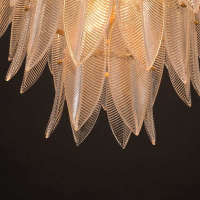 Transparent Leaves Glass Four-tier Chandelier