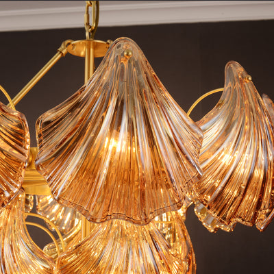 Amber Shell Two-layer Round Chandelier D24"