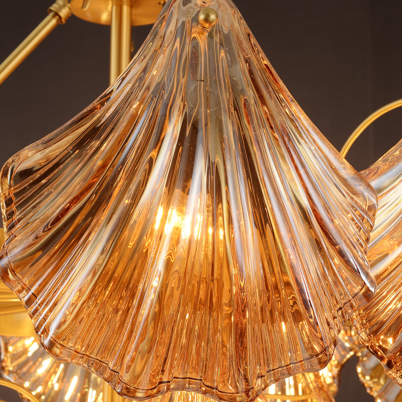 Amber Shell Two-layer Round Chandelier D24"