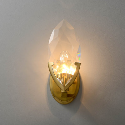 Leaf Brass Crystal Wall Sconce