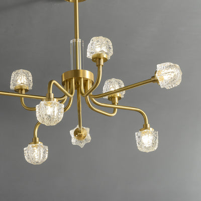 9 Lights Full Copper Crystal Chandelier