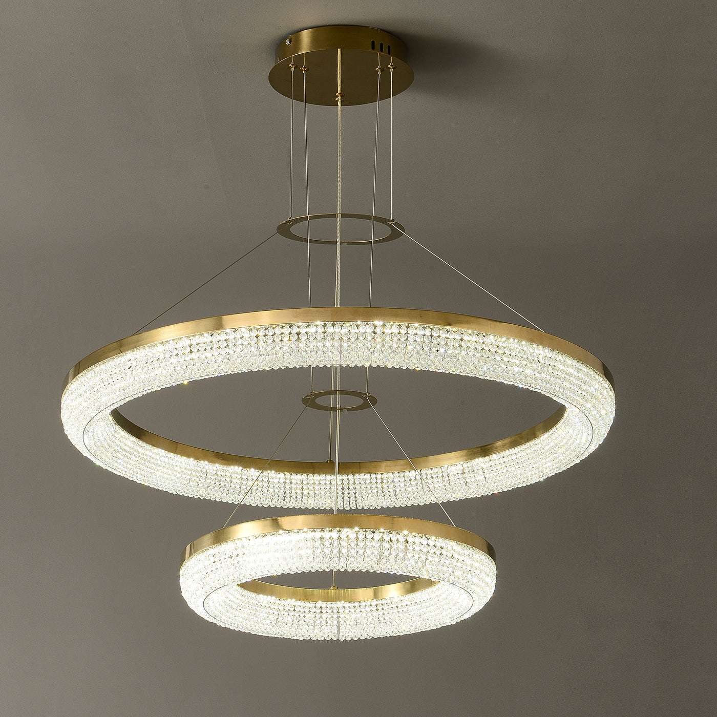 D32'' Double Crystal Ring Chandelier