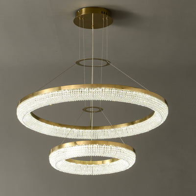 D32'' Double Crystal Ring Chandelier