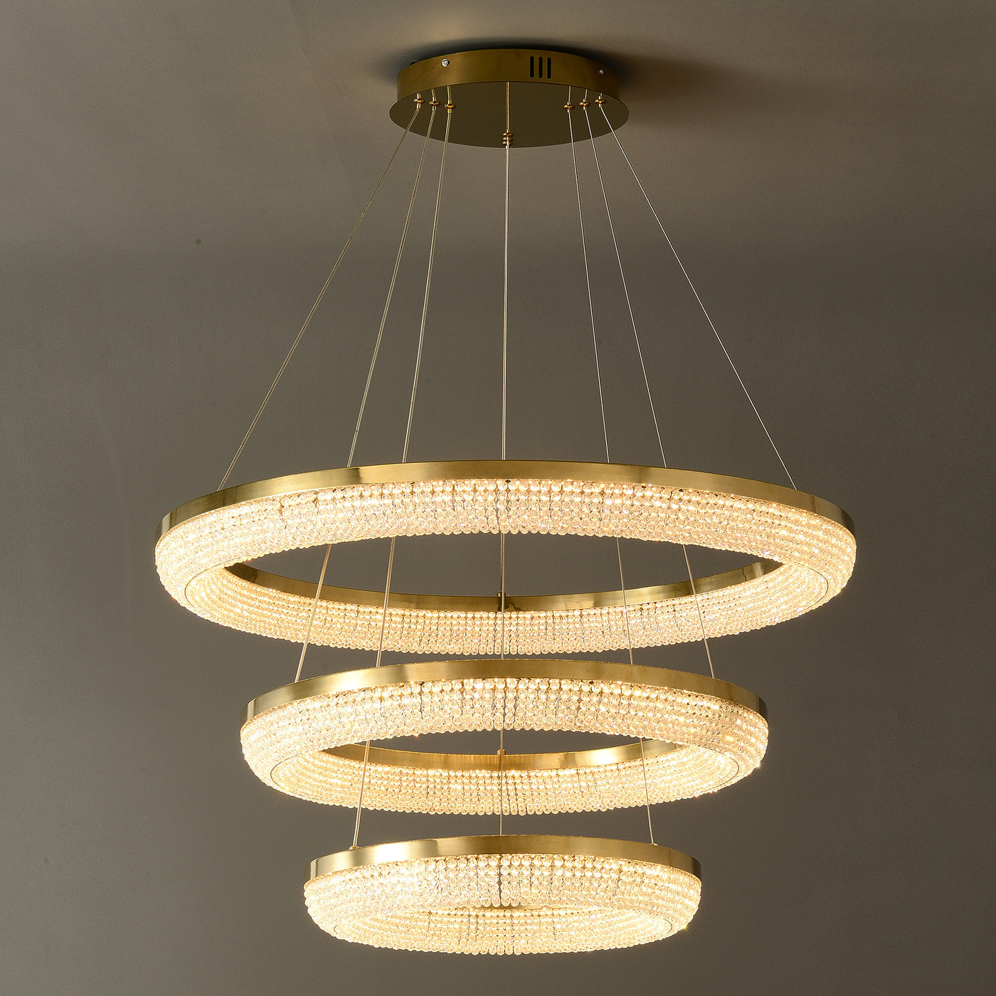 D32'' Three-Tier Crystal Ring Chandelier