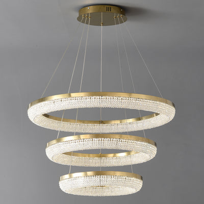 D32'' Three-Tier Crystal Ring Chandelier