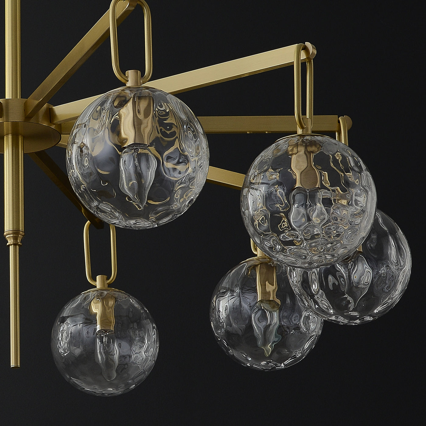 10 Lights Glass Round Ball Modern Brass Chandelier