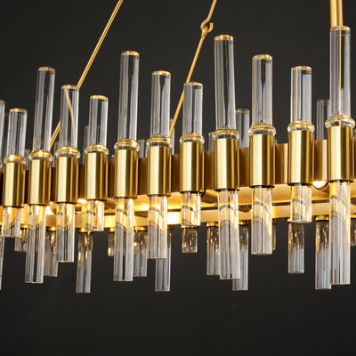 Rectangle Brass Glass Chandelier Lighting