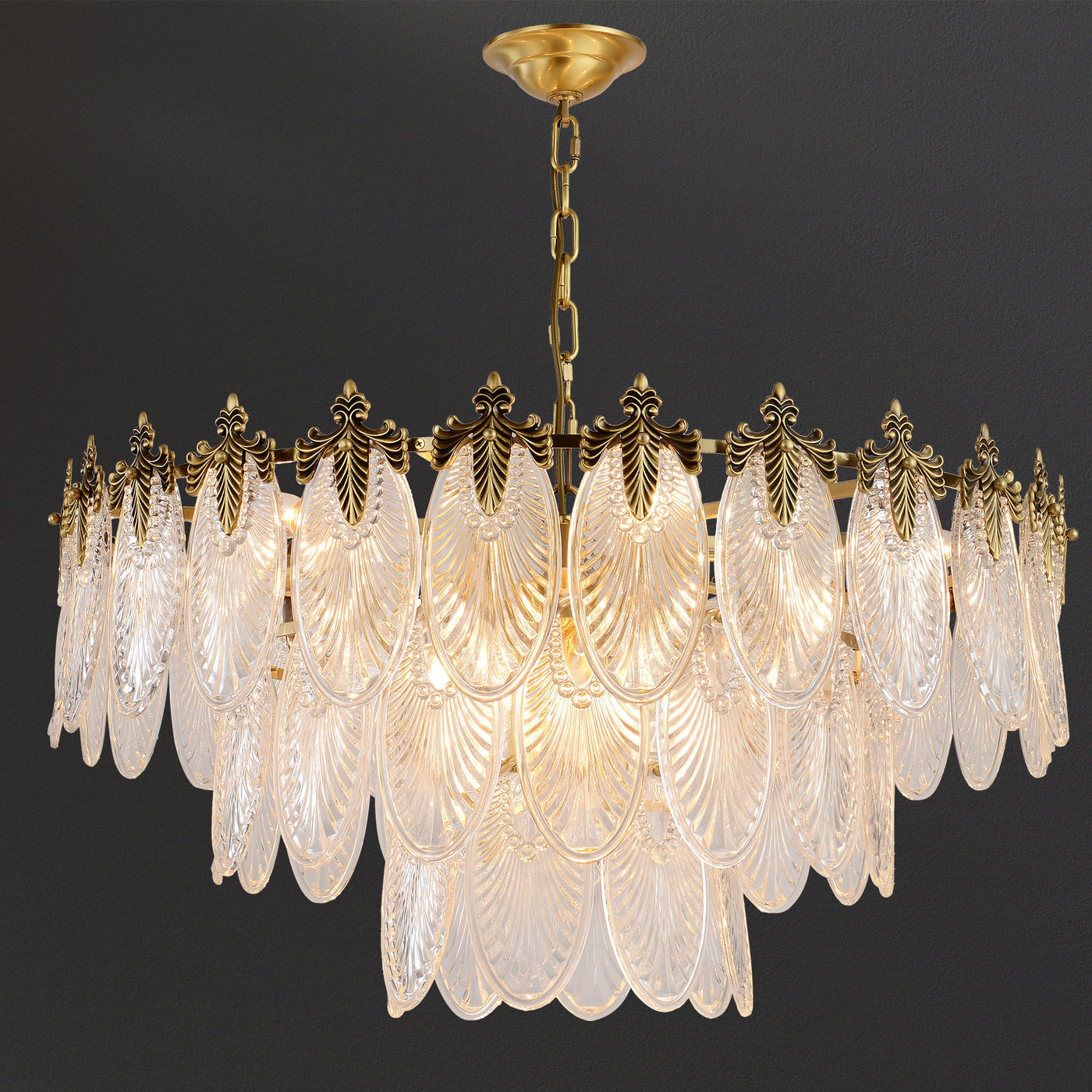 Transparent Glass Three-tier Chandelier