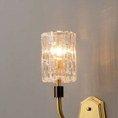 Clear Fluted Grass Metal Wall Sconce