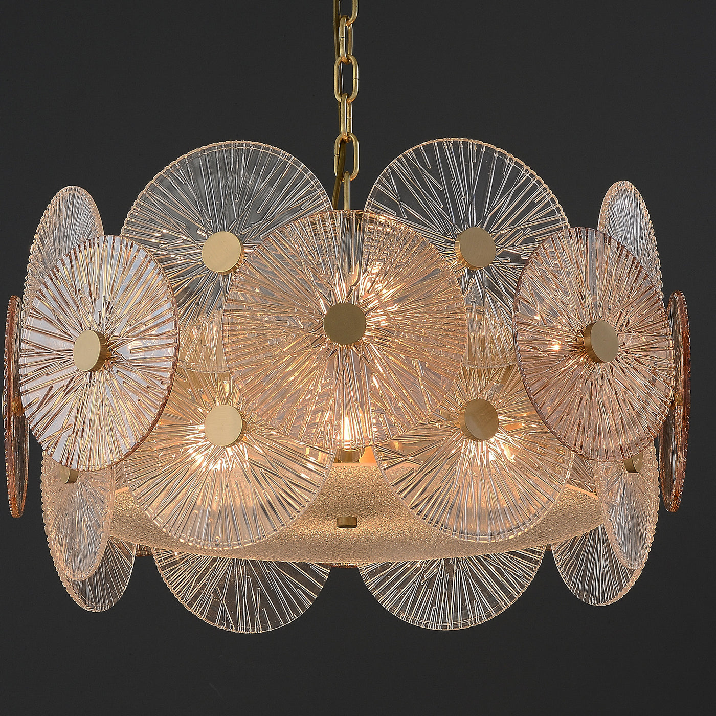 Round Transparent Wheel Brass Chandelier