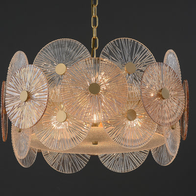 Round Transparent Wheel Brass Chandelier