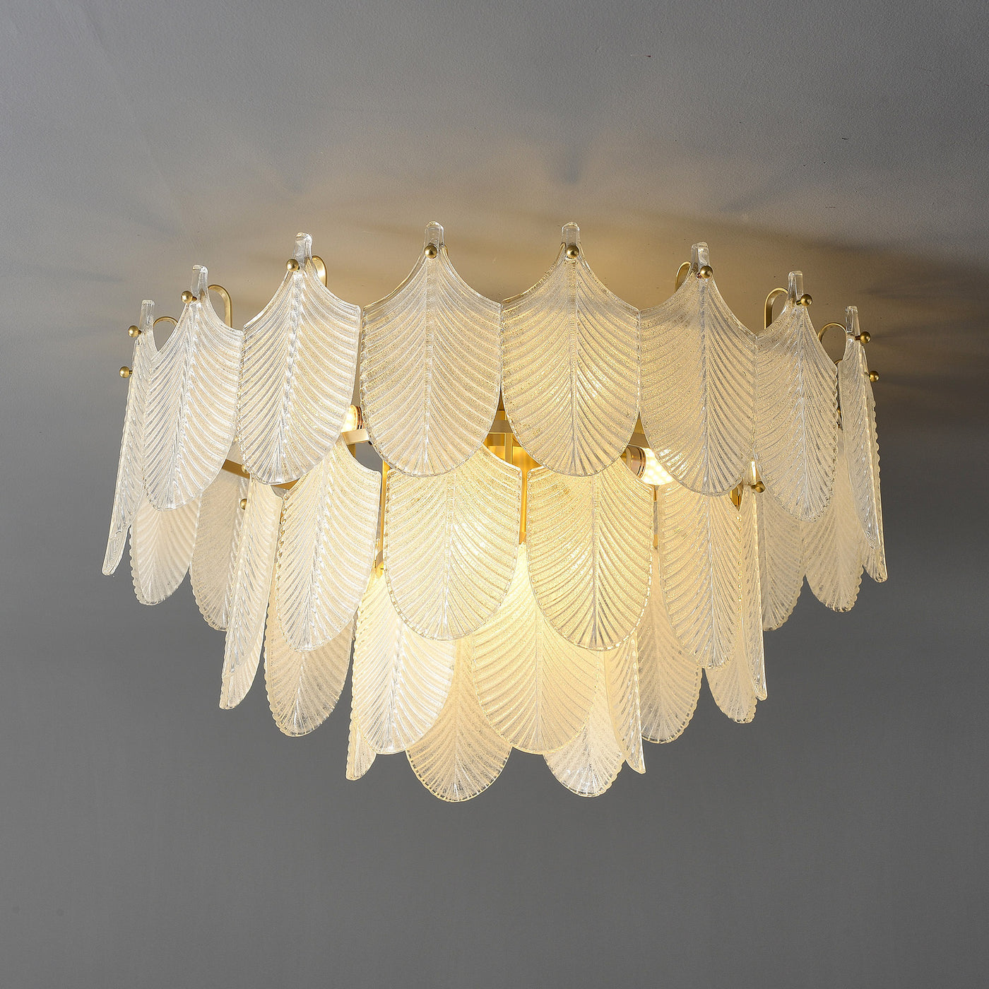 Postmodern luxury White Leaf ceiling lamp