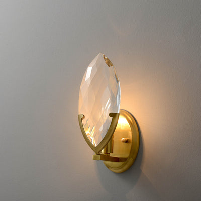 Leaf Brass Crystal Wall Sconce