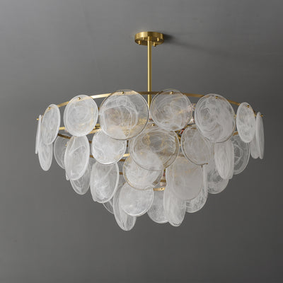 White circle Round Two-Tier Chandelier