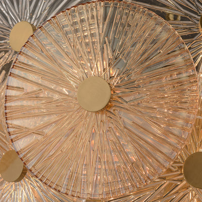 Round Transparent Wheel Brass Chandelier