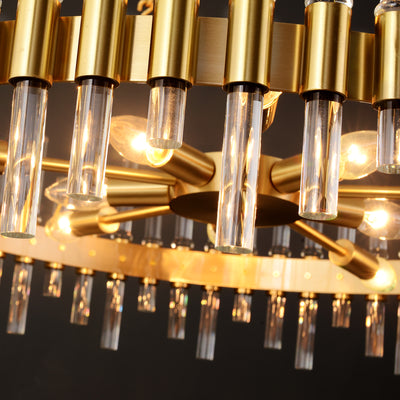 Double Layer Brass Glass Chandelier Lighting