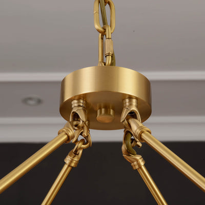Round Leaf Brass Crystal Chandelier