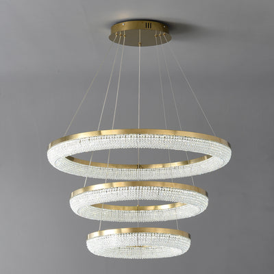 D32'' Three-Tier Crystal Ring Chandelier