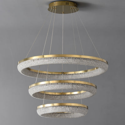 D32'' Three-Tier Crystal Ring Chandelier