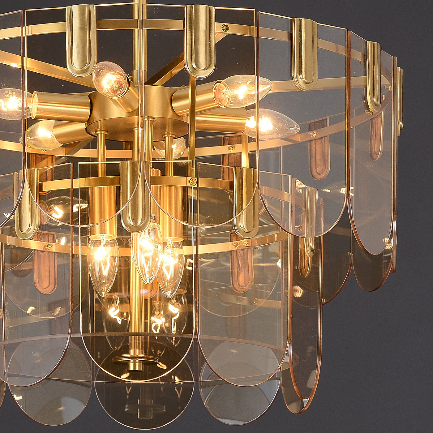 Amber Brass Glass Chandelier