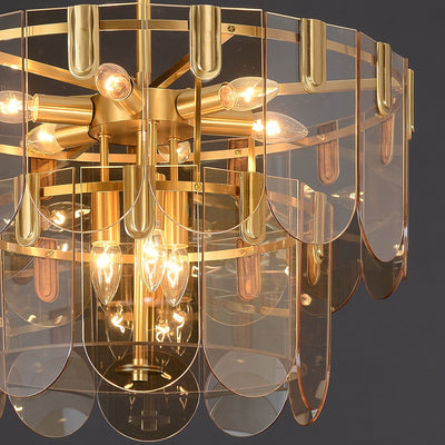 Amber Brass Glass Chandelier